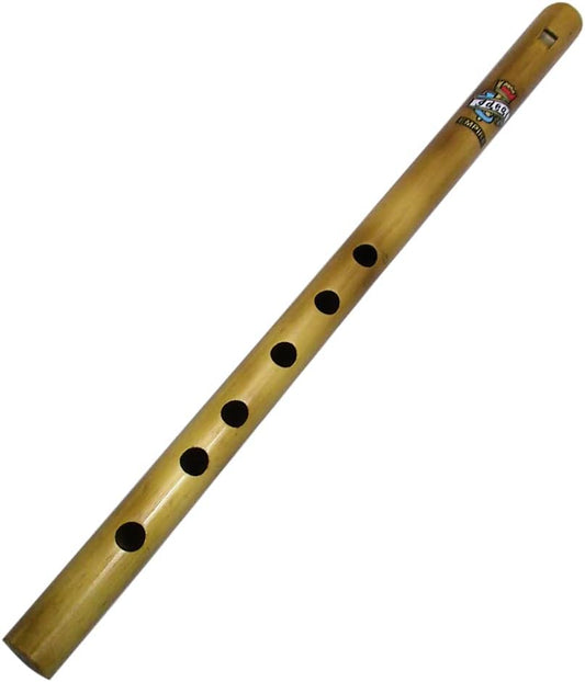 Zaza Percussion- 6 Finger holes - Polished Bamboo Flute state (C - 16'' Indian Flute)
