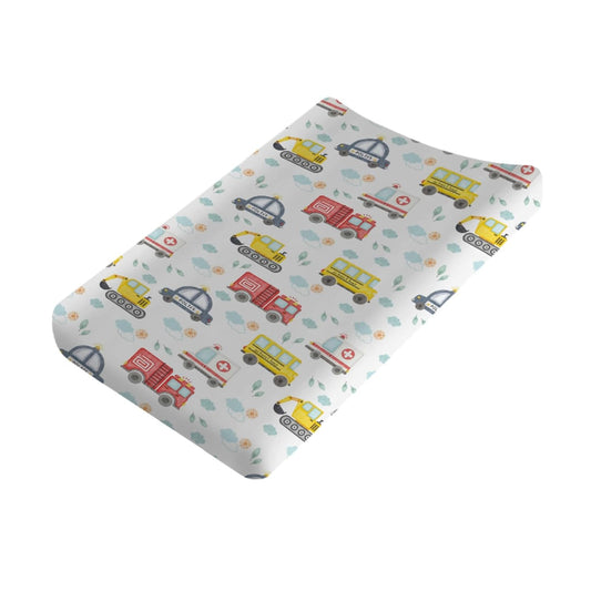 Watercolor Cars Changing Pad Covers Cute Transport Vechile Sun Clouds Leaves Diaper Change Pad Sheets for Girls or Boys Cartoon Cars Soft Stretch Fitted Changing Table Mats Cover 32''x16''