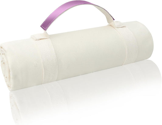 4’9” x 6’3” White Lightweight Water-Resistant Canvas Mat – Picnic, Outdoor, Beach, Park, Camping, Toy Mat