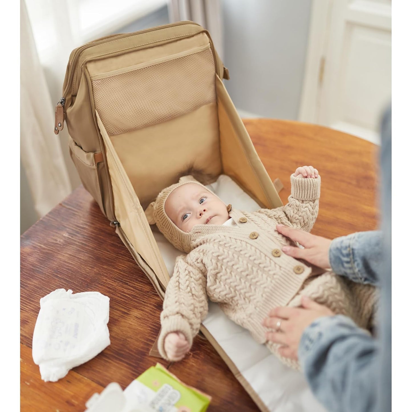 Diaper Bag Backpack, Multifunction Diaper Bag with Changing Station, Stylish Baby Bags, Large Unisex Diaper Backpack for Mom and Dad, Baby Registry Search, Portable Changing Pad – Coffee Brown