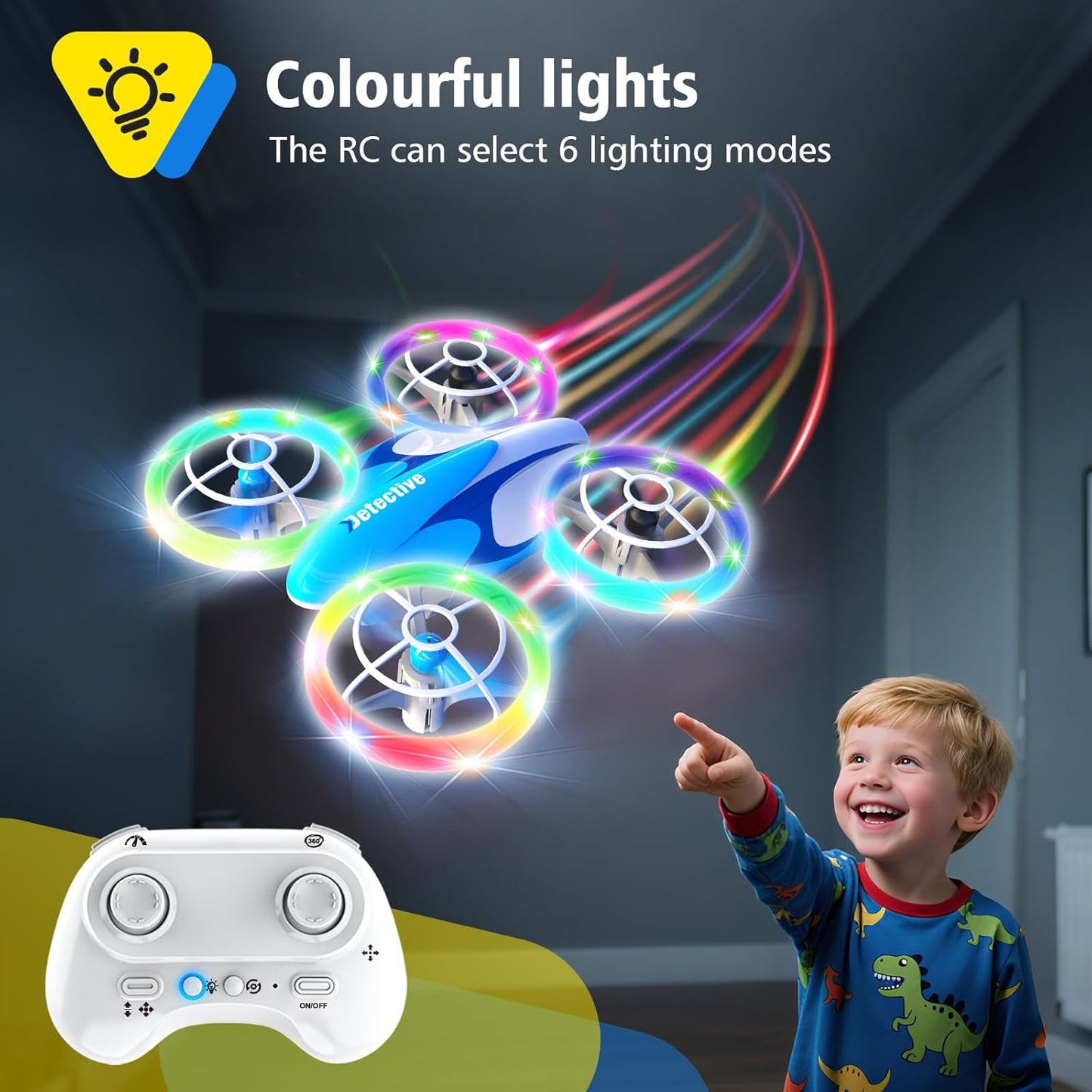 053Drone for Kids,Colourful LED RC Drone, Drone kids for Beginners,3D Flips,Altitude Hold, Propeller Full Protect,Mini drone Toy With 3 Batteries, Great Gift Toy for Boys and Girls