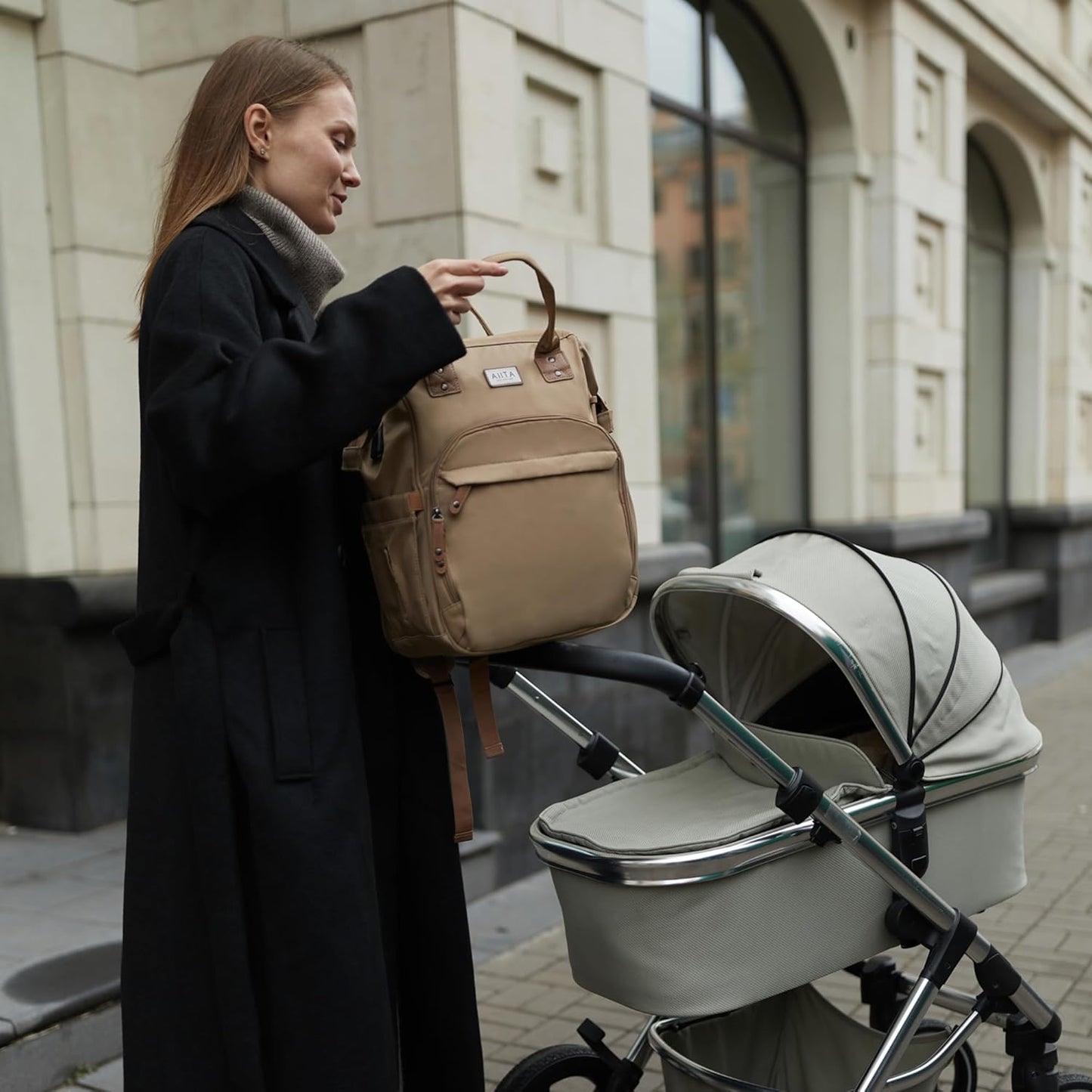 Diaper Bag Backpack, Multifunction Diaper Bag with Changing Station, Stylish Baby Bags, Large Unisex Diaper Backpack for Mom and Dad, Baby Registry Search, Portable Changing Pad – Coffee Brown