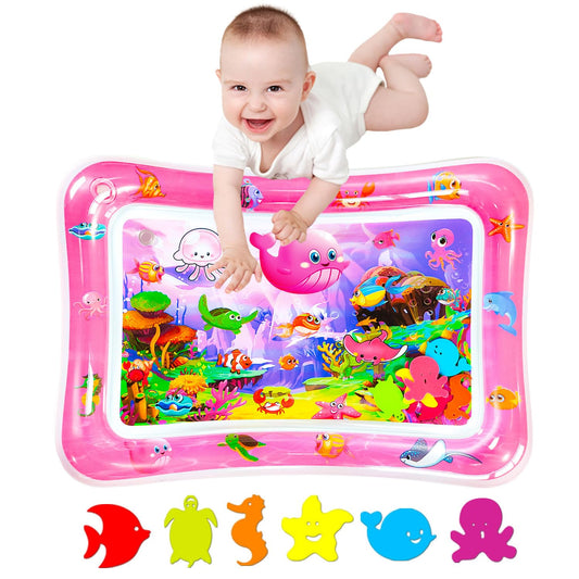 ZHUYNXIR Tummy time Water Play mat, Baby Water Play Mat for Kids and Toddlers Baby Toys for 3 to 24 Months, Strengthen Your Baby's Muscles, Pink 27.5x20 in.