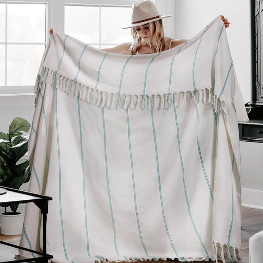 Large Cotton Turkish Throw Blanket Lightweight Breathable Home Decoration Women Birthday Gifts Ideal for Mom Grandma Wife Sister Girlfriend Her Boss Coworker Retirement New Home Hoursewarming