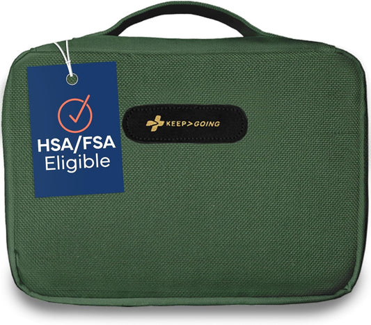 KeepGoing Large Home First Aid Kit for Kids – 270 Pc. for Car, Home, Dorm, & Boat with Latex-Free Bandages – 10 x 7 x 3.5 in. Travel First Aid Kit (Hunter Green)