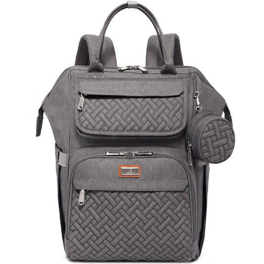 BabbleRoo Diaper Bag Backpack, Multifunction Large Bags with Changing Pad & Stroller Straps & Pacifier Case, Unisex Stylish Travel Back Pack Nappy Changing Bag for Moms Dads (Dark Gray)